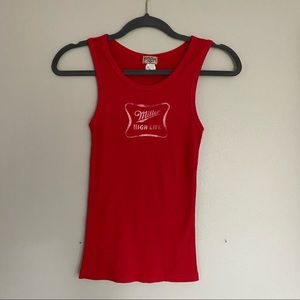 Miller High Life Ribbed Red Tank Top Small
